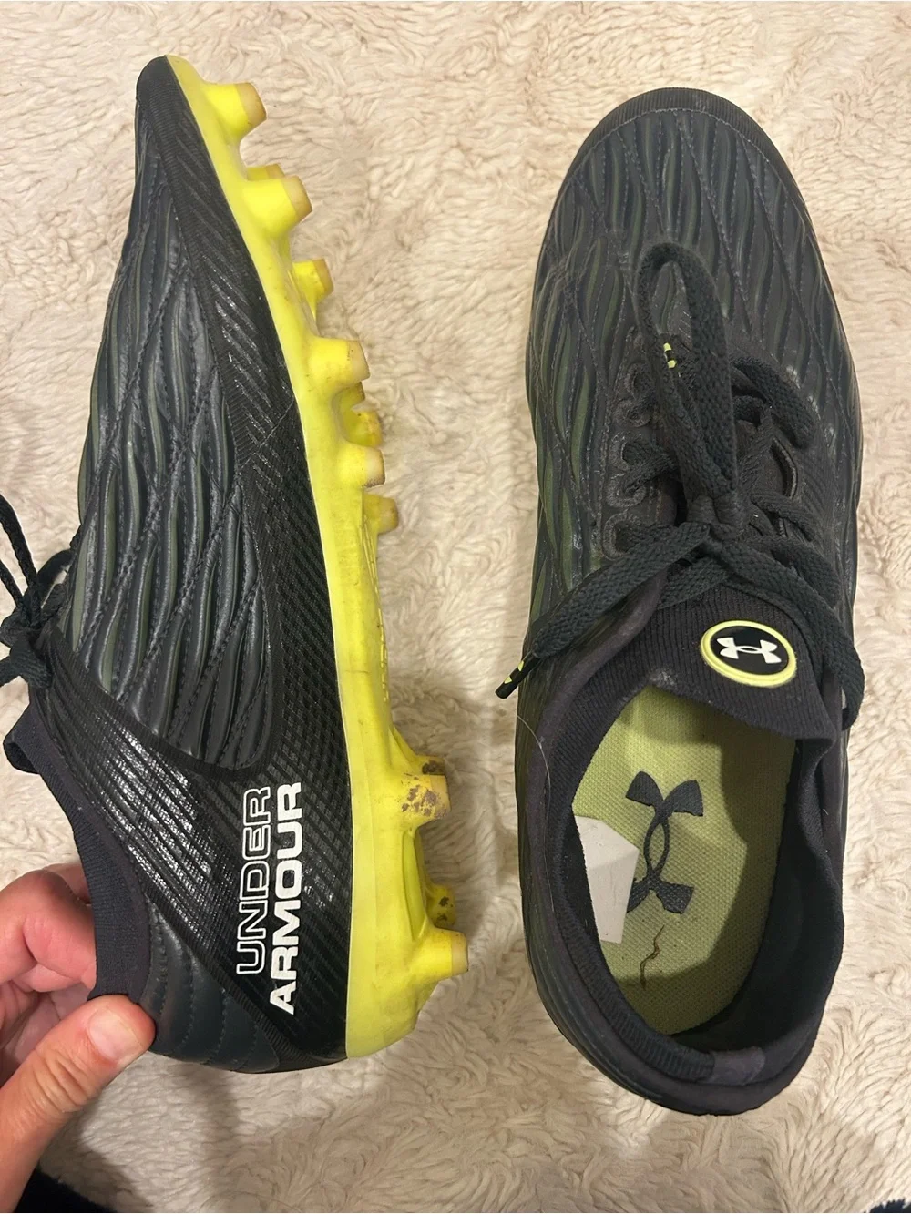 Under Armour Men’s Black Athletic Shoes with Lime Green Inners
